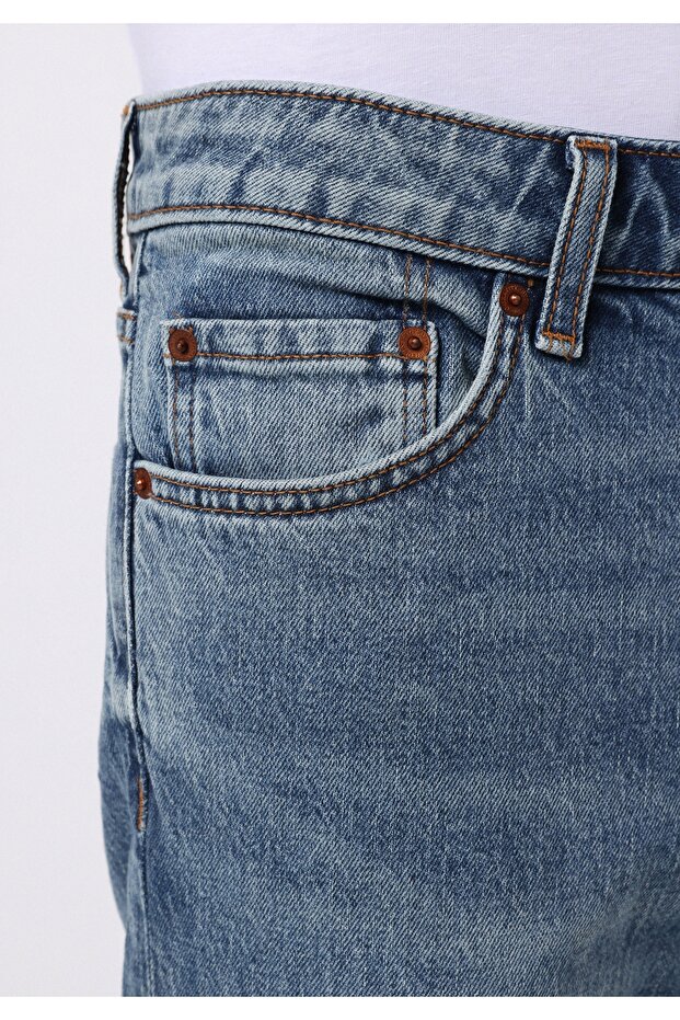 Regular Fit Erkek İndigo Jean Pantolon - 5