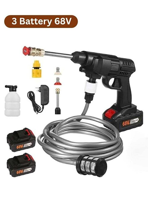 Portable High Pressure Washer Gun With 3 Battery 68V