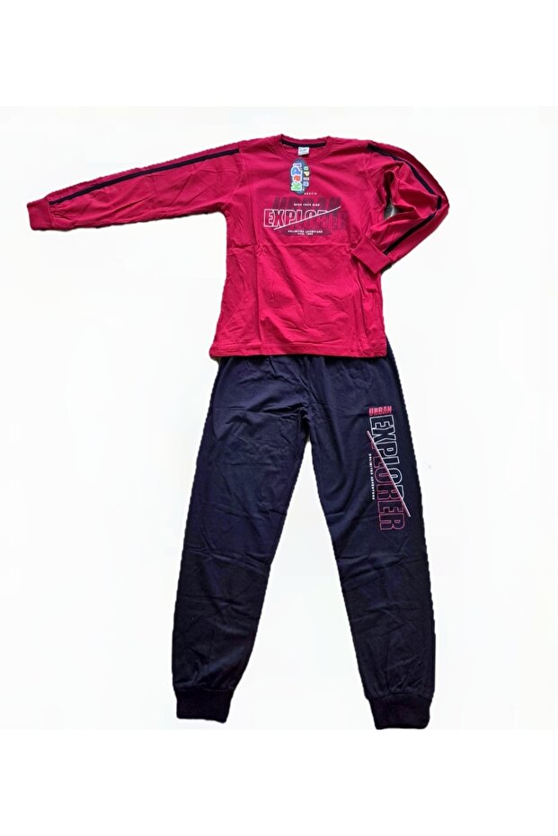Anka Clothing Boy's Pajama Set-Burgundy-Long Sleeve