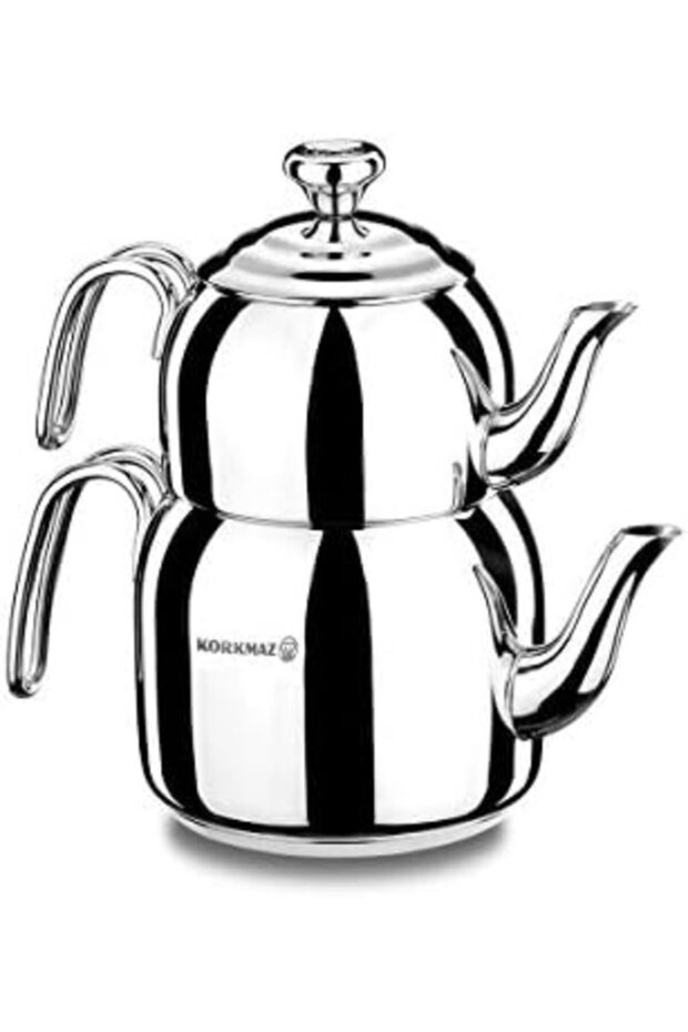 طقم إبريق شاي كوركماز متوسط الحجم من دروبا/كايدنك تاكيمي. مصنوع من الفولاذ المقاوم للصدأ
