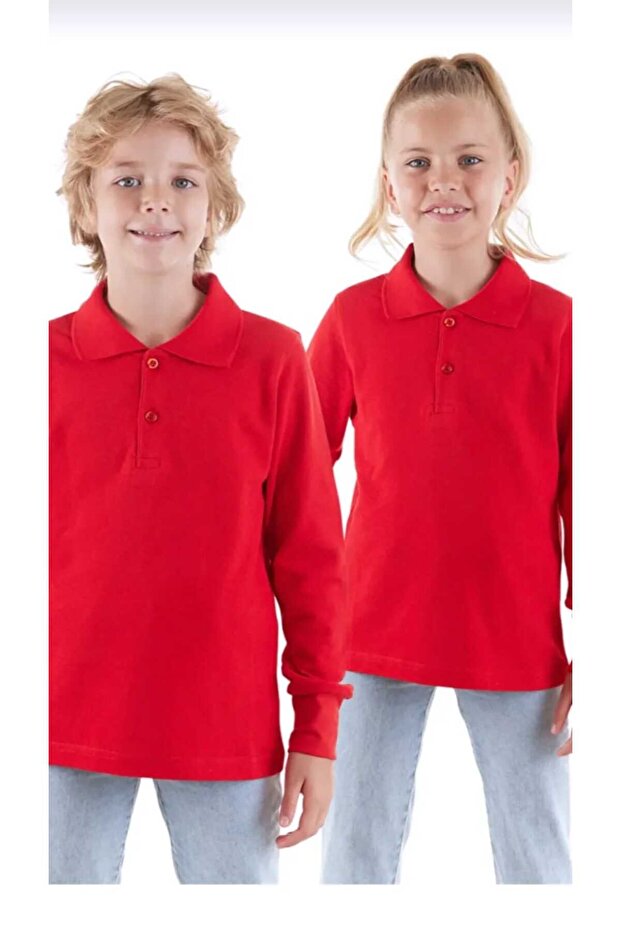 Polo Collar School T-Shirts Long Sleeve and Short Sleeve 2-Pack