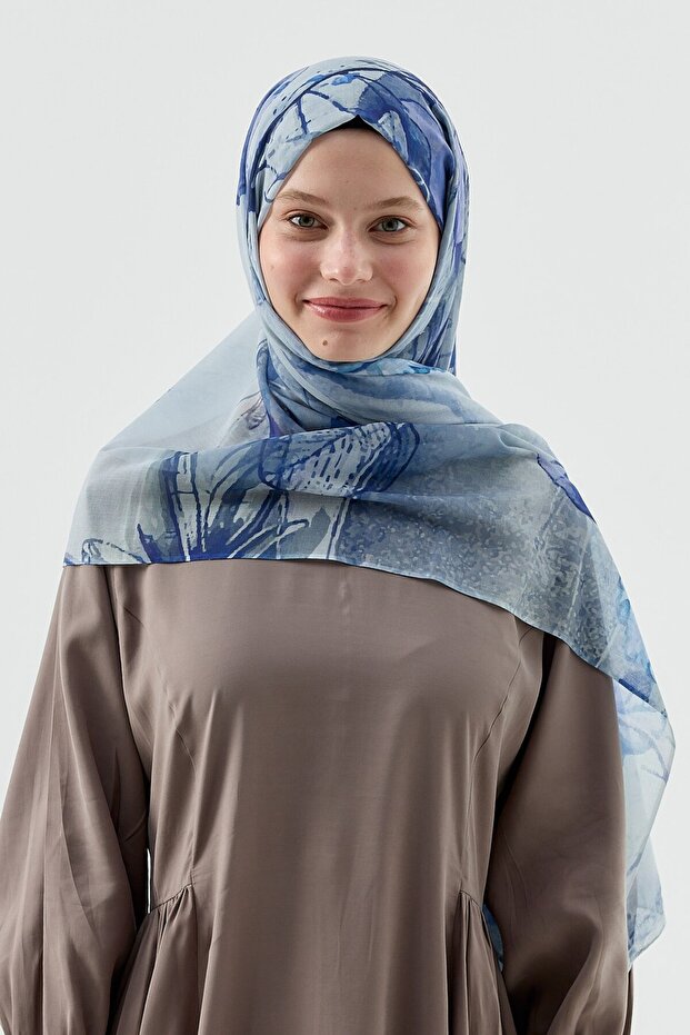 شال قمري بنمط زهرة اللوتس - 1