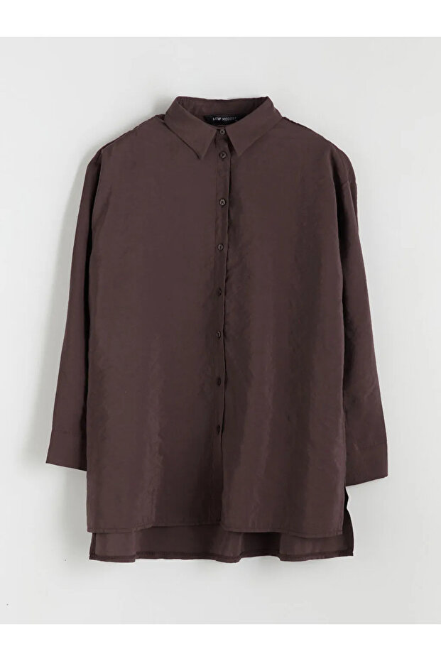 Oversize Modal Karışımlı Kadın Gömlek Tunik - 1