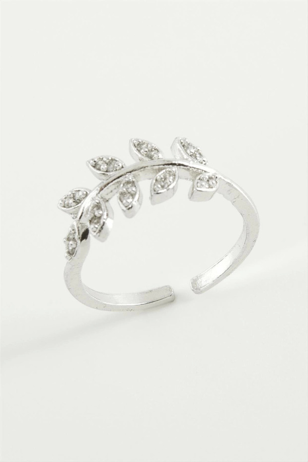 Leaf Zircon Stone Ring - 1