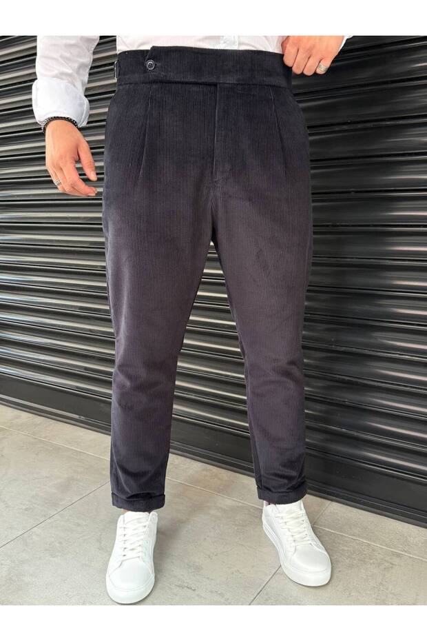 Men's Velvet Fabric Italian Cut High Waist Trousers