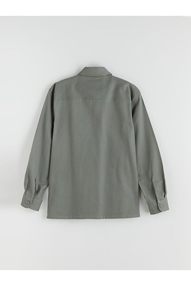 LCW Vision Regular Fit Uzun Kollu Gabardin Erkek Gömlek Ceket - 6