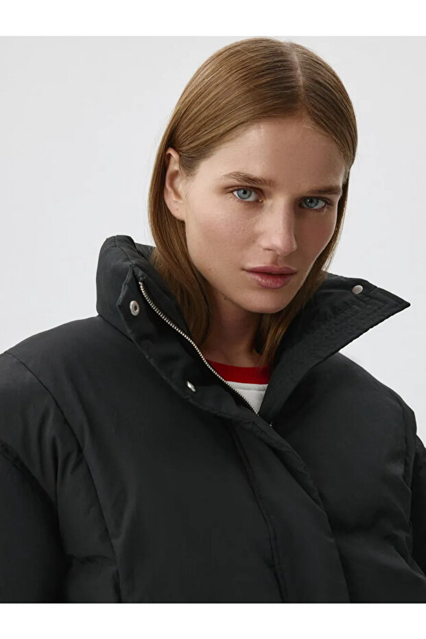 kadın siyah şişme mont - 5