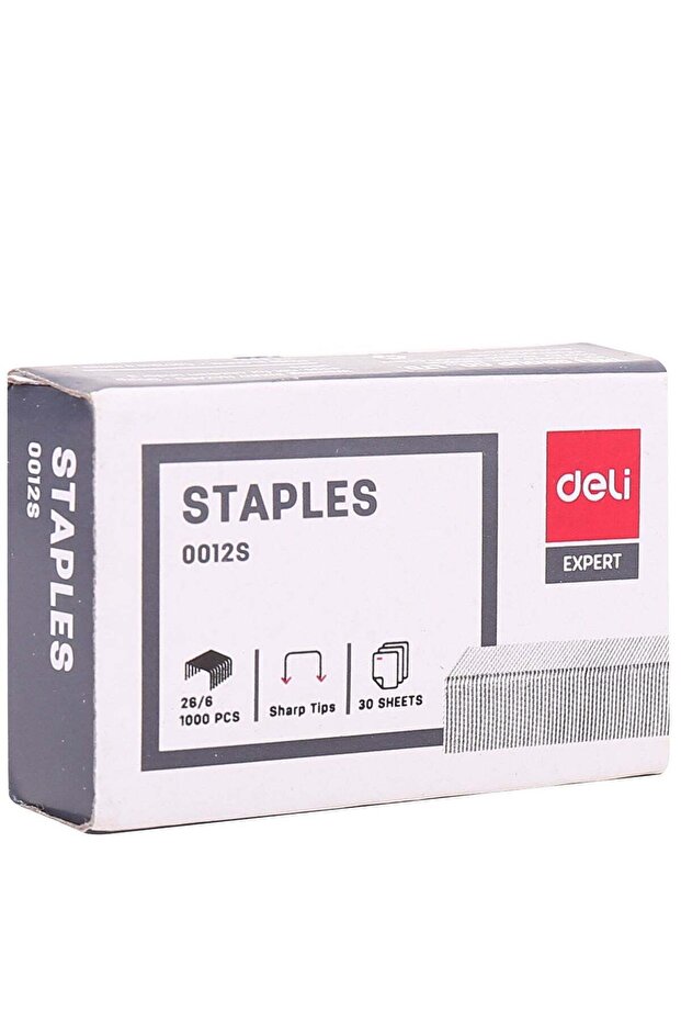 E0012S Staples, 26/6 1000PCS Box Zinc-Plated Sharp Tips Silver – For Office Filing