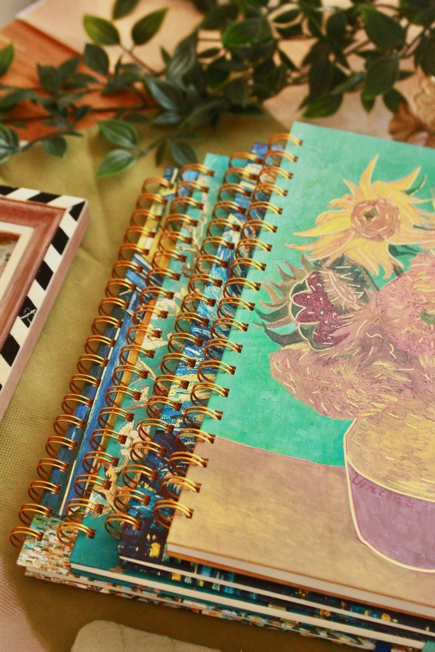 A4 Size Almond Tree Van Gogh Works Themed Spiral Notebook with Elastic Cover - 2