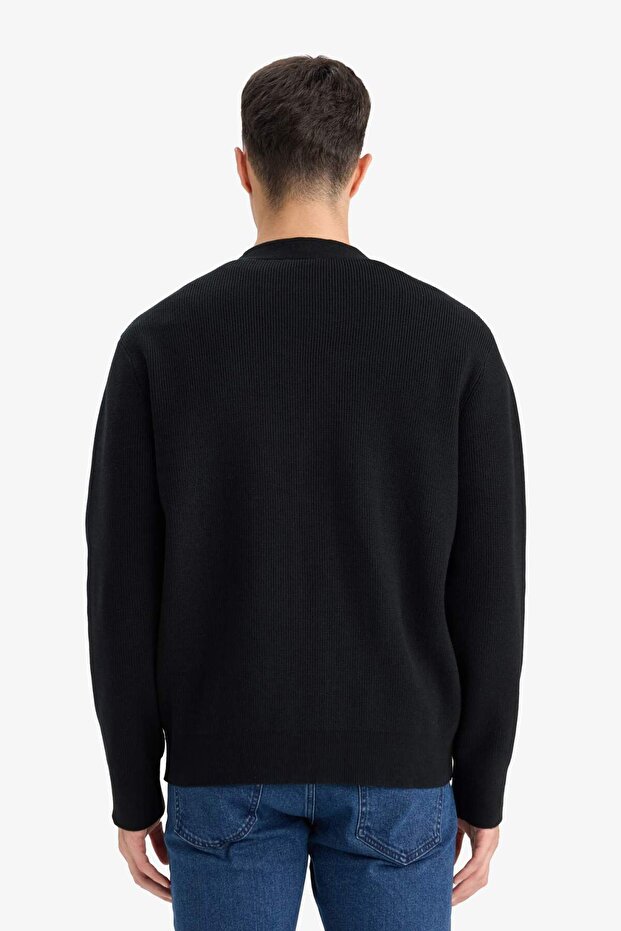 Relax Fit V Yaka Düğmeli Triko Hırka F2700AX25WN - 6