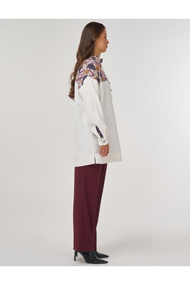 Dik Yaka Sweatshirt Ekru - 6