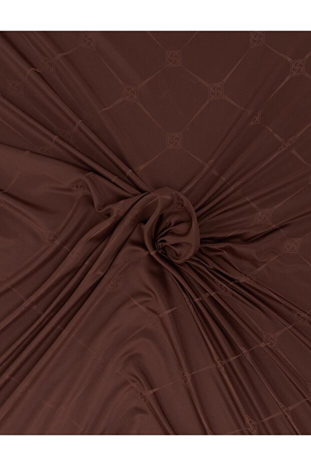 Kare Desen İpek Eşarp Acı Kahve - 2