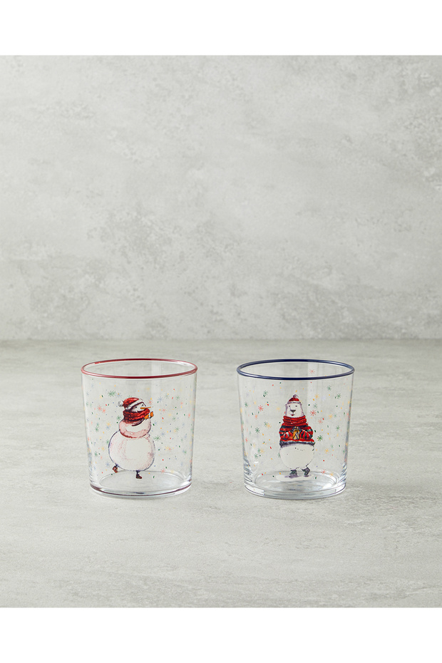 Snowflake Glass 2-Piece Glass 380 ml Red - Green