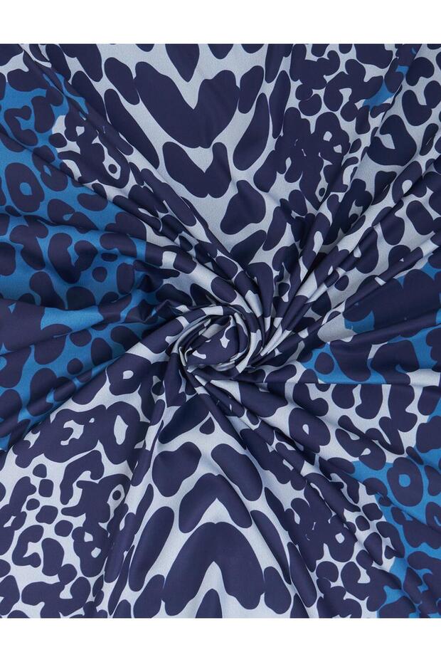 Leopard Pattern Scarf Navy Blue - 2