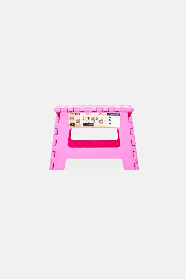 Plastic Folding Stepstool, Pink - 2