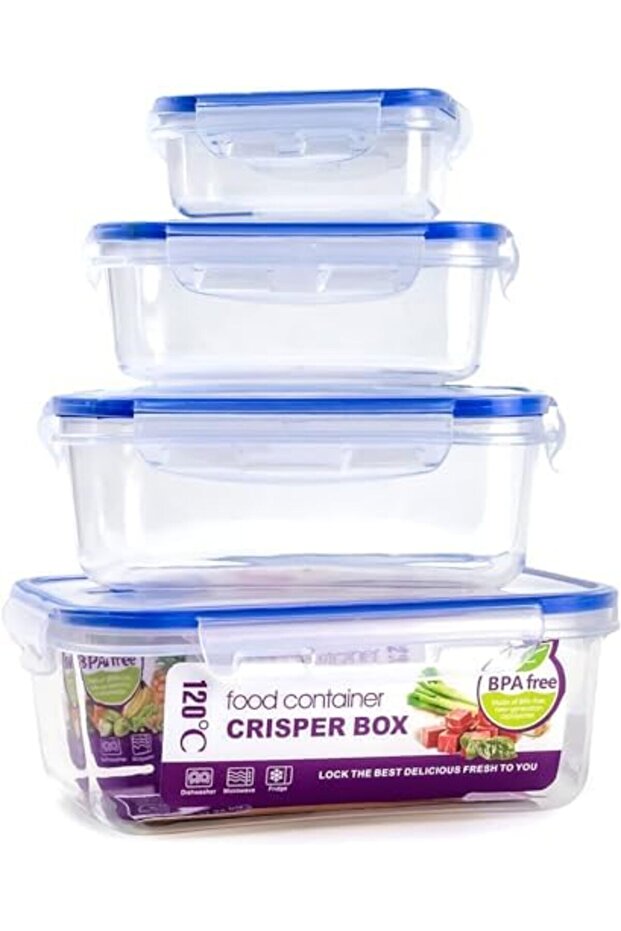 4Pcs Food Storage Container, Transparent Container | Reusable, Airtight Storage Box with Sna
