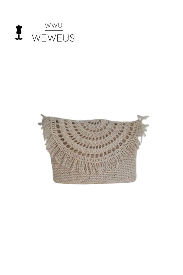 Women's Beige Color Handmade Straw Bag