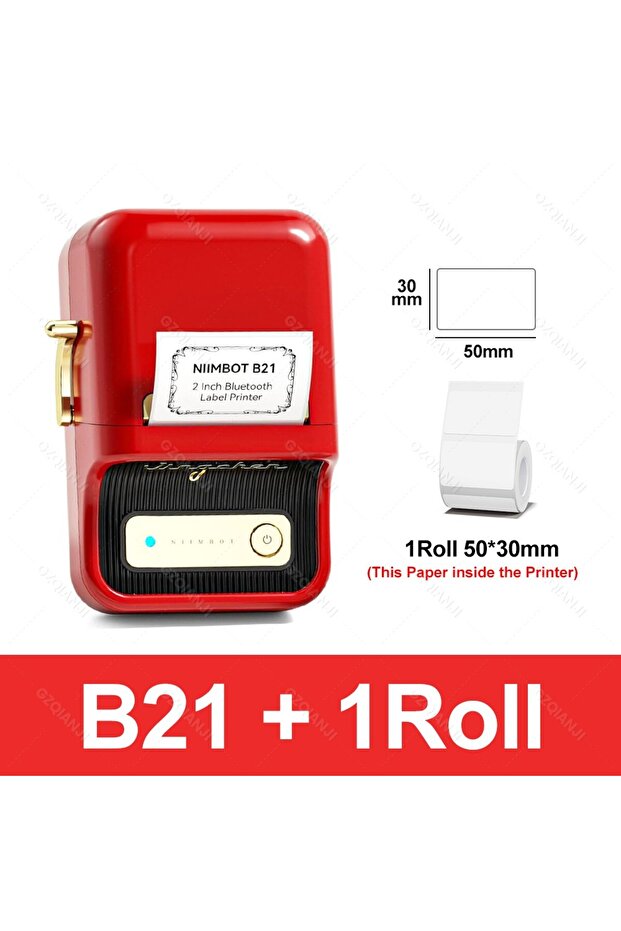 B21RD إضافة 1 لفة جديدة من طابعة الملصقات الحرارية المحمولة Niimbot B21 Mini، صانع ملصقات لاصقة صغير لـ