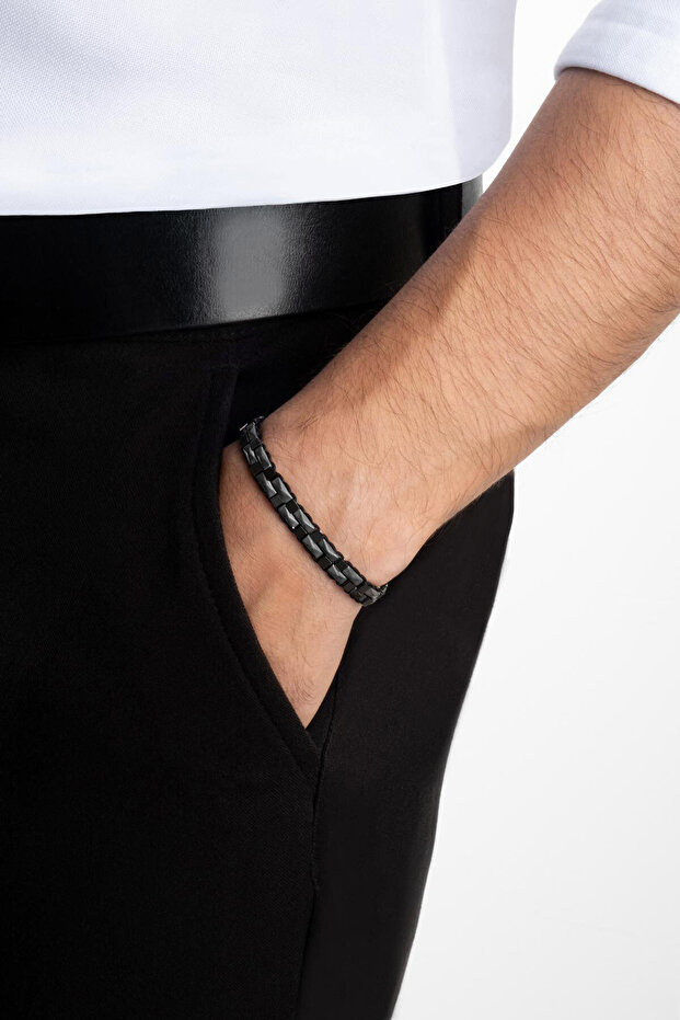 Hematit Taşlı Çelik Erkek Bileklik - 4
