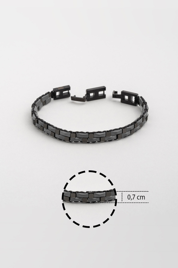 Hematit Taşlı Çelik Erkek Bileklik - 3