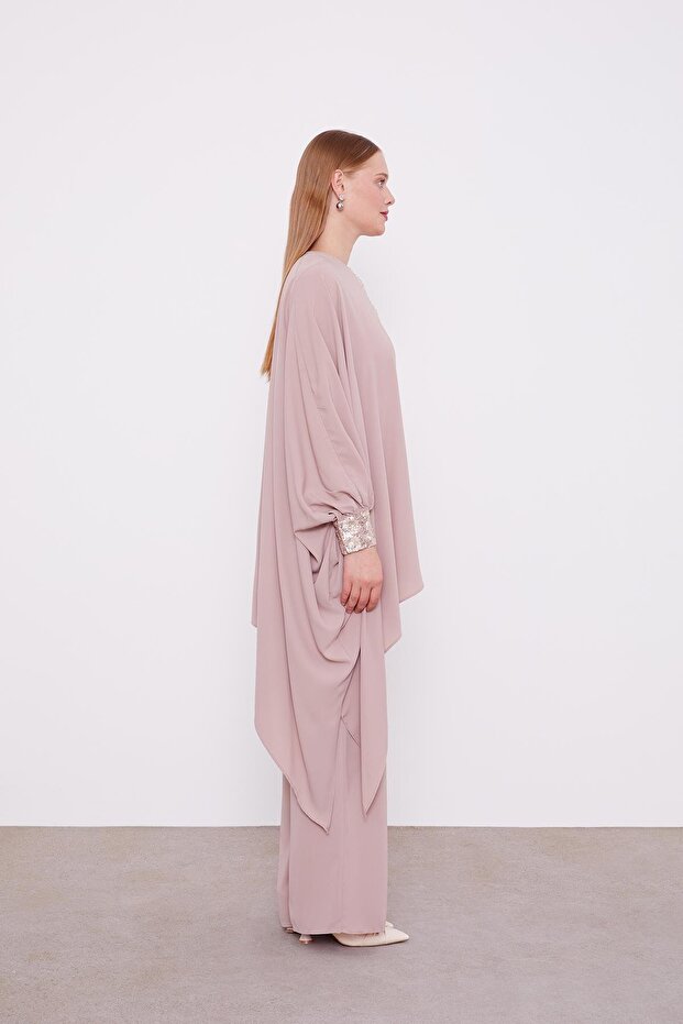 طقم تونيك بتفاصيل ترتر من فرو المنك - 3