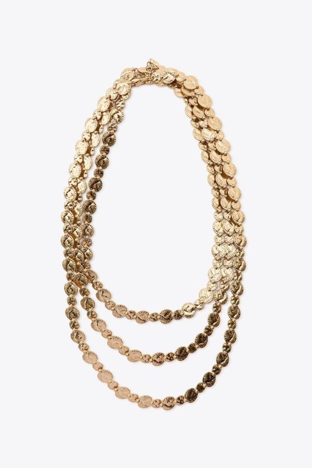 Zr Model Textured Plates 3-Piece Necklace Set (66Cm-76Cm-83Cm)
