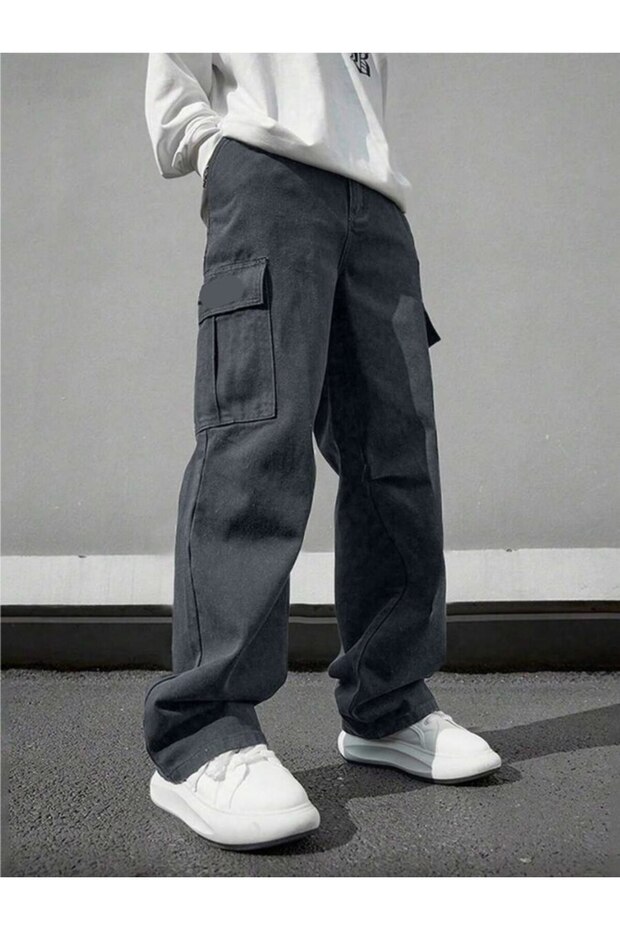 Men's Cargo Pocket Gabardine Regular Fit Trousers