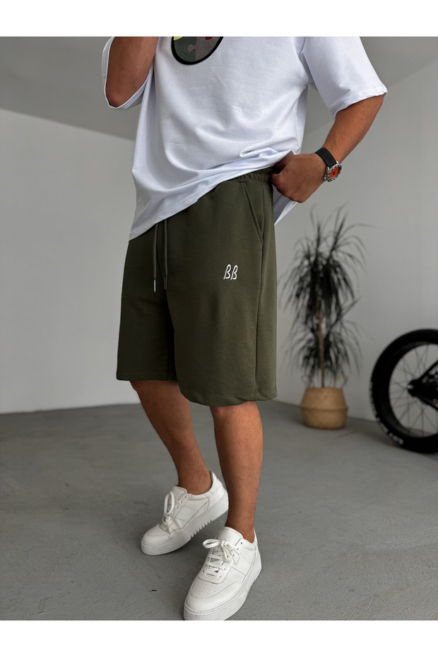 Haki BB Nakışlı Basic Şort BY-86 - 2