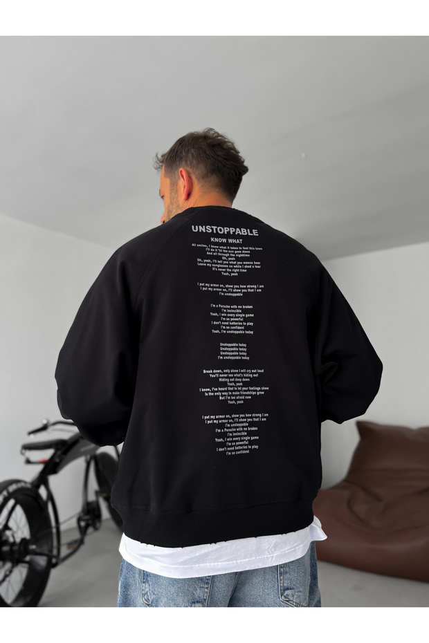 Siyah Unstoppable Baskılı Sweatshirt JJ-241 - 1