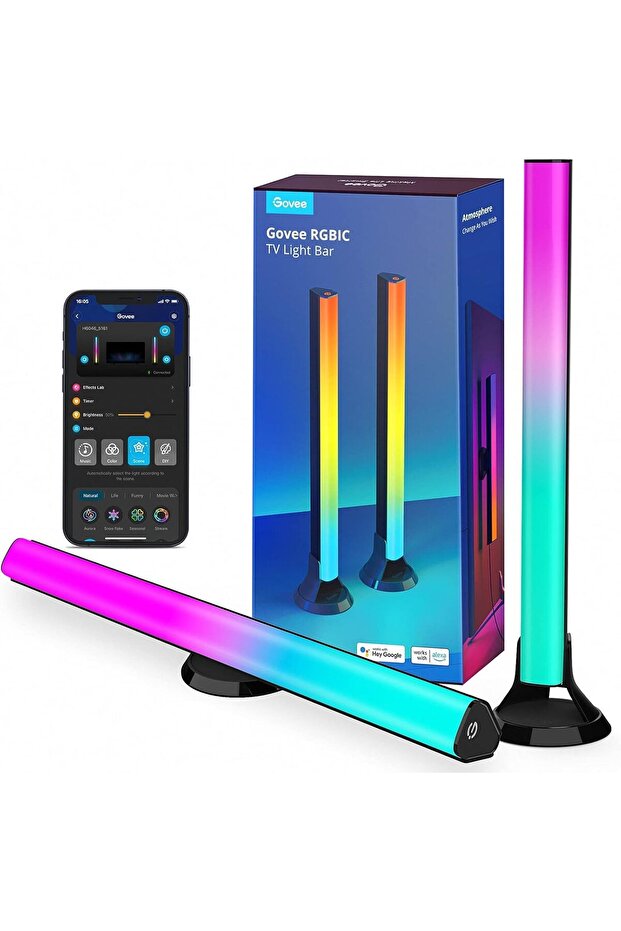 RGBIC Light Bars, 15 Inches WiFi TV Backlight with Double Light Beads, Smart Light Bars with M