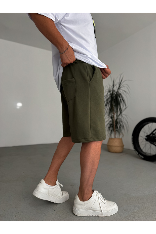 Haki BB Nakışlı Basic Şort BY-86 - 4