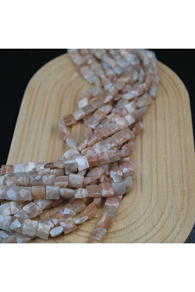 Natural Sunstone Square Cut Sunstone 10 mm Faceted Natural Stone (1 Strand - 40 Pieces)