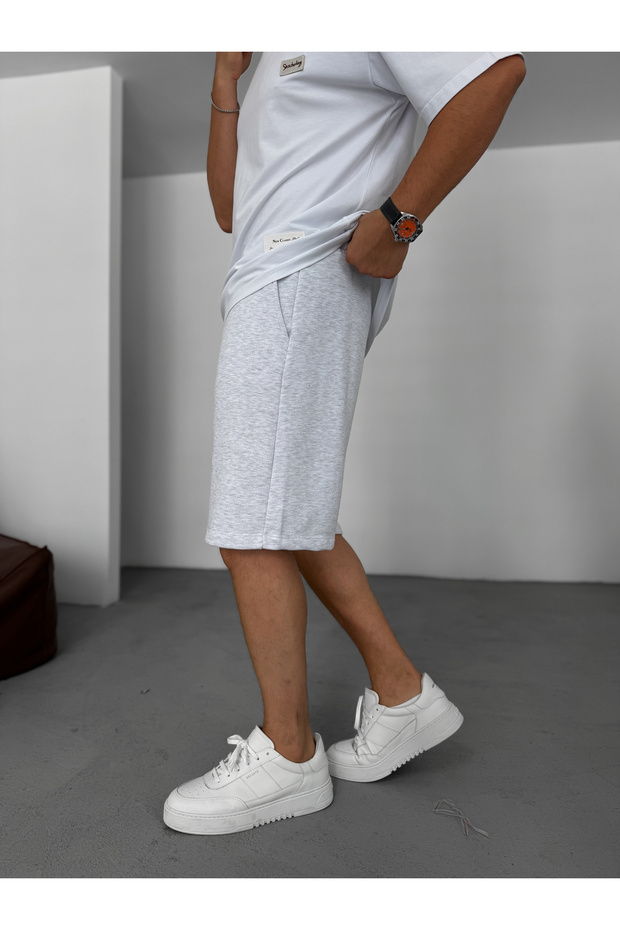 Light Gray 3 Thread Basic Shorts By-87 - 6