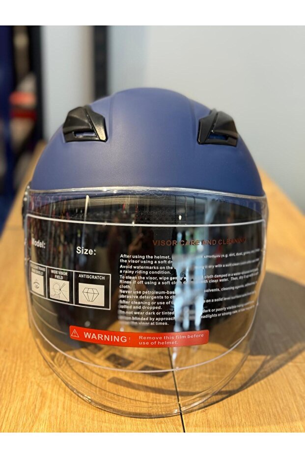 Yarım Kask Mavi Ece Belgeli - 5