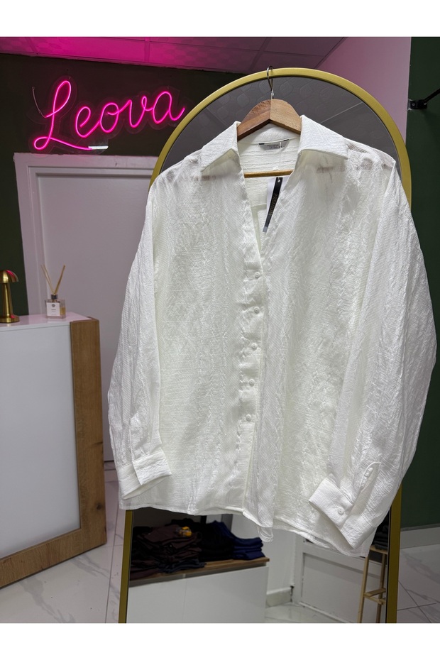 Beyaz Oversize Gömlek - 1