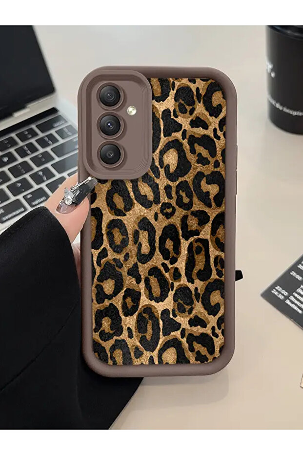 متوافق مع هاتف سامسونج A54 - غطاء من السيليكون الناعم بنمط جلد الفهد - 2