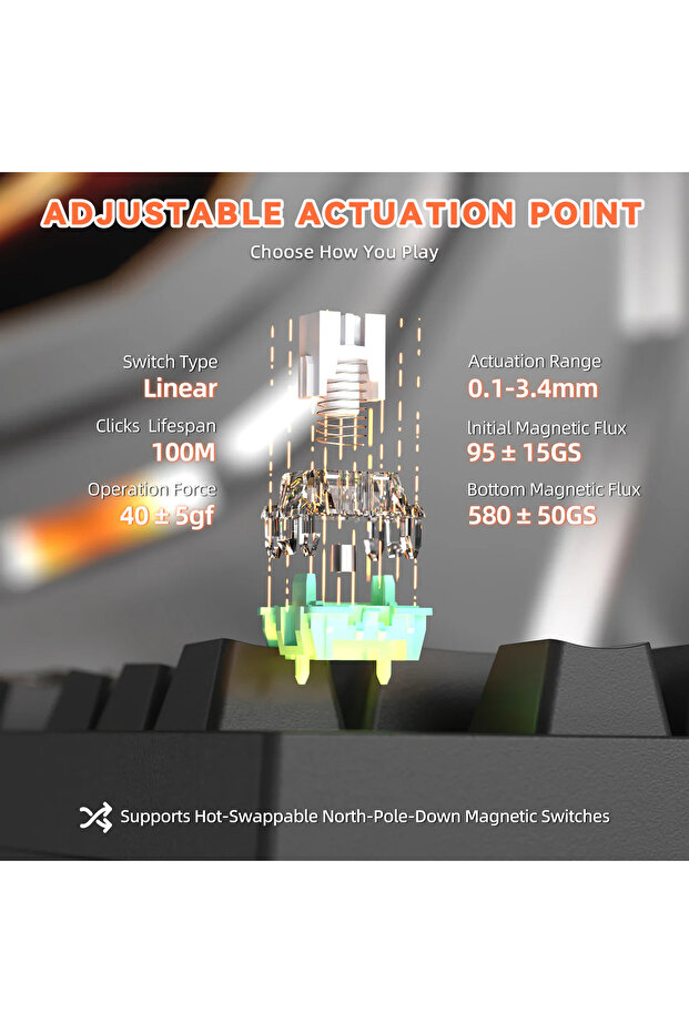 R82 HE Rapid Trigger - Snap Tap 0.005mm RGB Manyetik Switch Oyuncu Klavyesi - 6