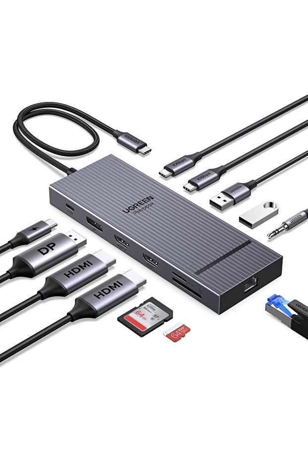 UGREEN Revodok Pro 12-in-1 4K USB-C Docking Station (2 HDMI, DP, 2x10Gbps USB-C, 100W PD)