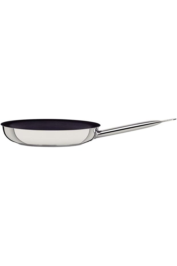 Professional Shallow Stainless Steel Frying Pan With Triple Bottom, Non-Stick Inner Coate