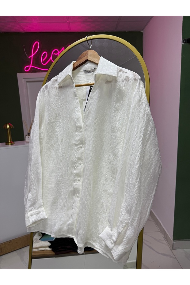 Beyaz Oversize Gömlek - 3