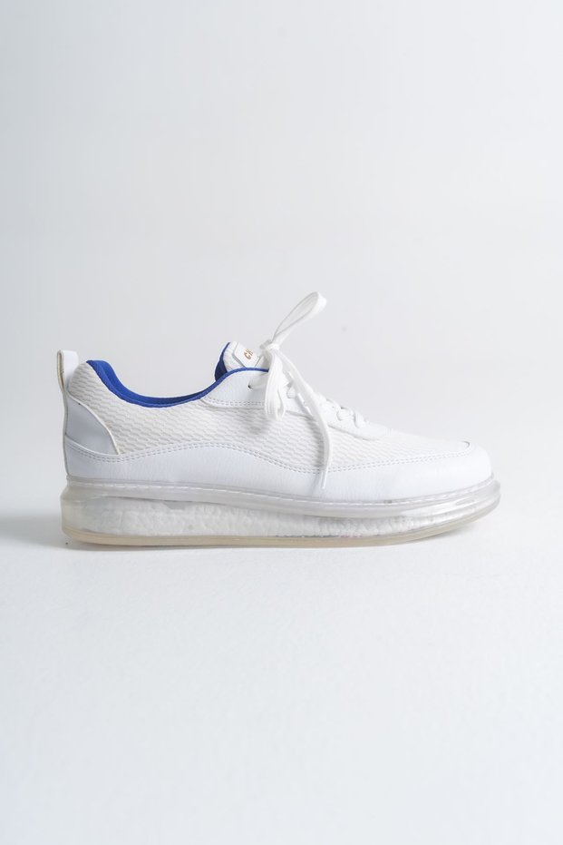 Lace-Up Men's Sports Shoes White Cobalt Blue
