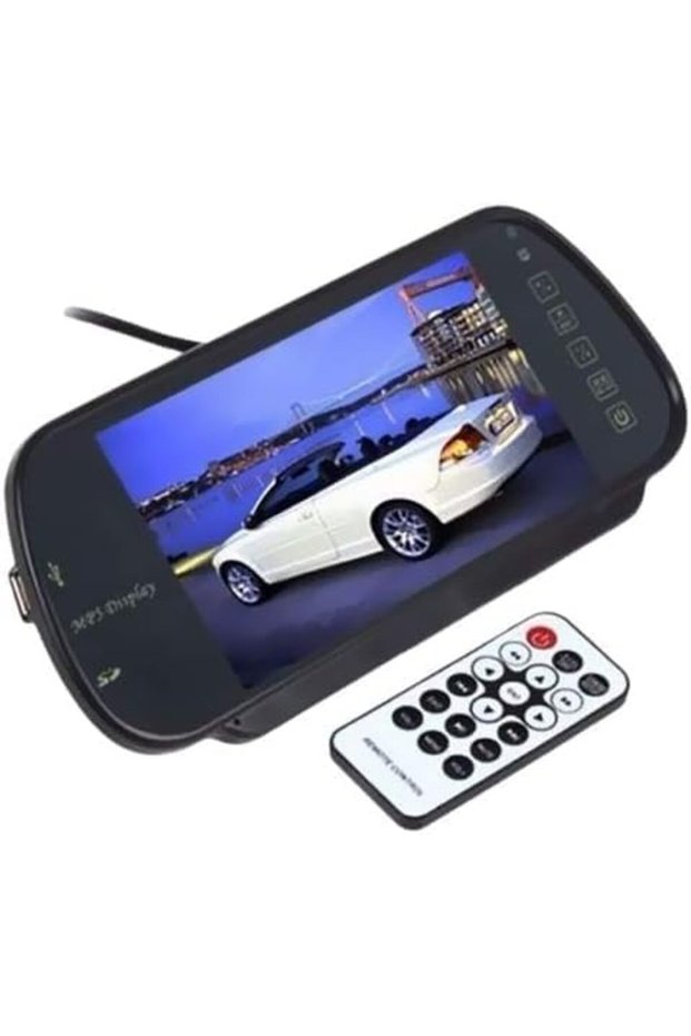 7 Inch Bluetooth Color Touch Screen Car Monitor Rear View Mirror with Remote Control, USB and SD Inp