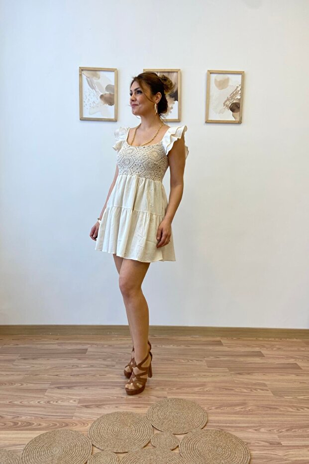 Dantelli Gipeli Mini Elbise - 4