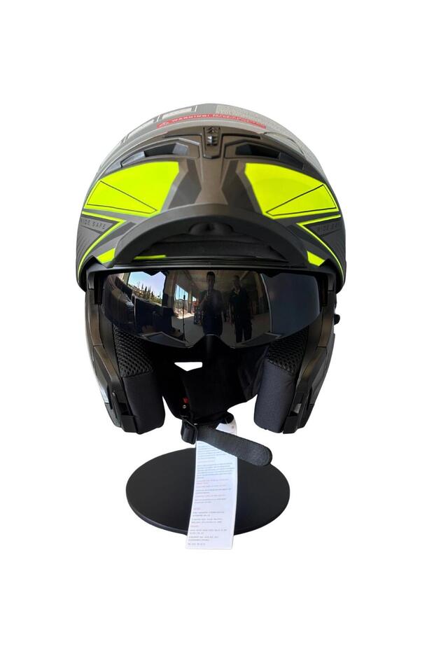 Jk-902 Güneş Vizörlü Çene Açılır Kask M2 YELLOW - 7