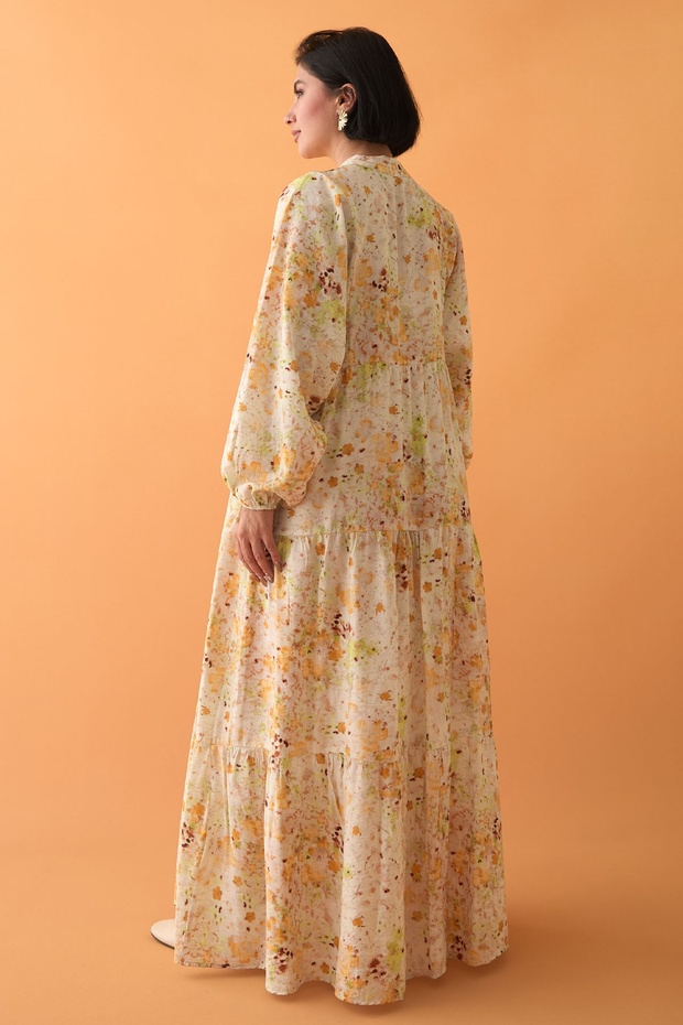Defne Çiçeği Sarı Mango Elbise - 5