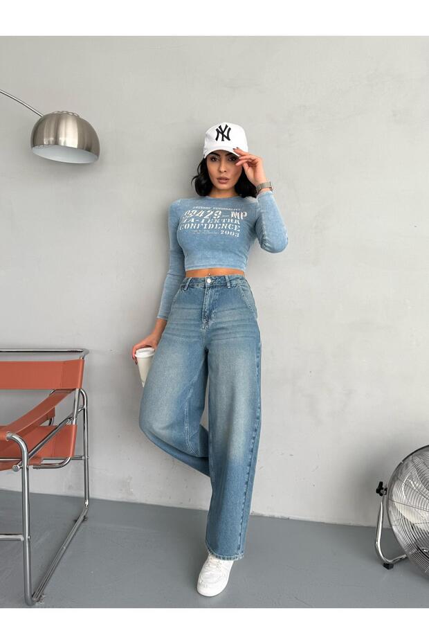 KADIN SKATER FİT YÜKSEK BEL KOT PANTOLON TİNT - 3
