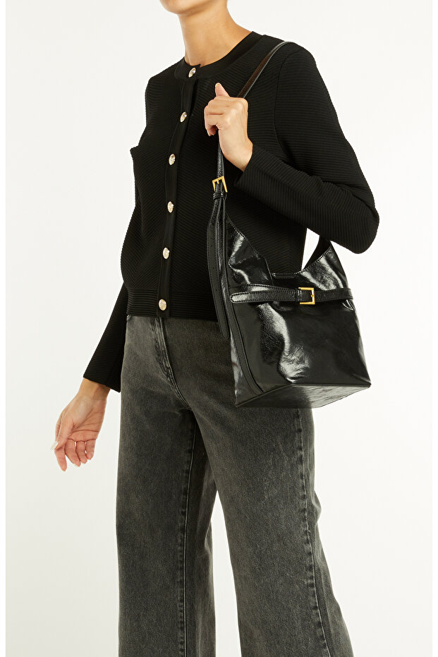 Siyah Kadın Postacı Çanta - 2