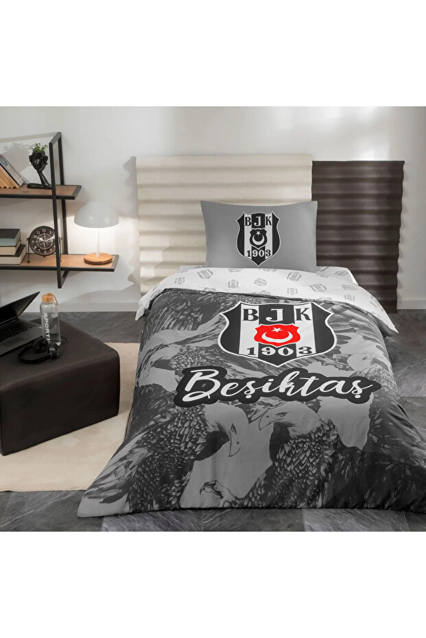 Lisanslı Beşiktaş Kartal Tek Kişilik Pamuk Nevresim Takımı - 1