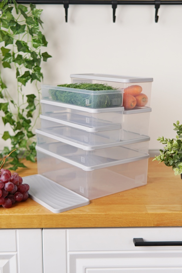 Deep Freezer Storage Container Set of 7 (5 Lt + 3 Lt + 2 X 2 Lt + 3 X 1 Lt), Gray - 2
