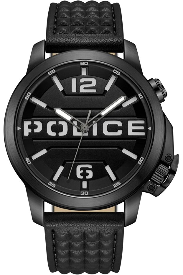 Automated Gents Analog Watch with Textured Leather Strap